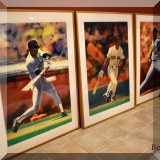 3 Framed large-formate baseball paintings by Jeffrey Rubin 
